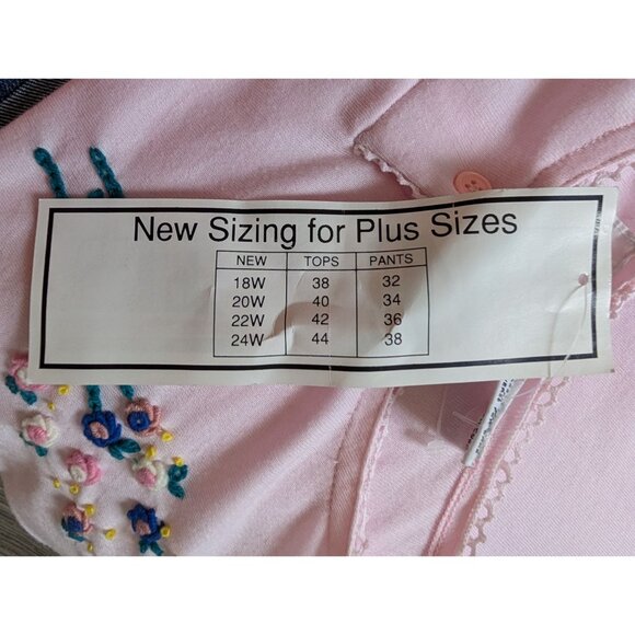 VTG E.M.I. LTD Plus Size 24W Light Pink Long Sleeve Top Floral Embroidery NWT - Picture 6 of 8